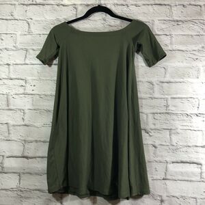 Planet Gold Short Sleeve Off Shoulder Mini Shift Dress Juniors Size XS Green